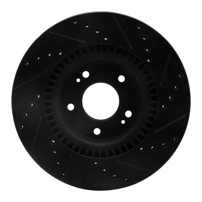 Hyundai Tucson Brake Rotor (1) - Front Left - R1 Concepts - Drilled & Slotted - Black - `11-`25